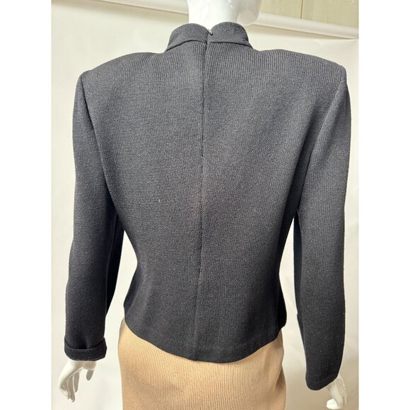 St. John Evening By Marie Gray Black Knit Rhinestone Button Down Top w/ Blemish - Picture 16 of 16